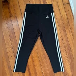 Adidas Black Leggings with White Side Stripes
